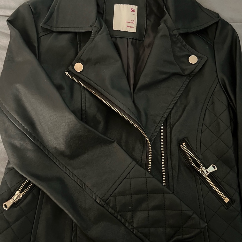 SO Black Leather Biker Jacket